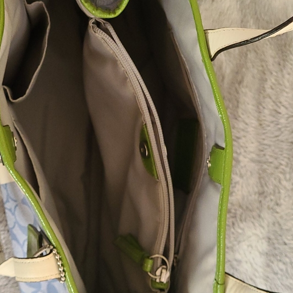 Coach Purse, medium, green/ blue/ cream - Picture 6 of 9